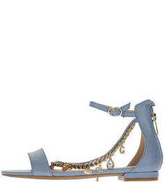 Синие кожаные сандалии с металлическим декором Guess