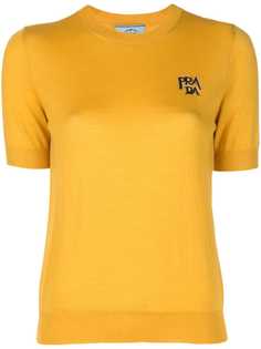 Prada трикотажный топ с логотипом вязки интарсия