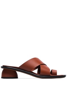 Neous orange Zoot 35 leather crossover straps sandals