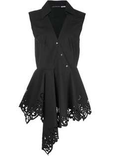 Josie Natori V-neck poplin blouse