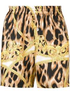 Versace leopard baroque print shorts