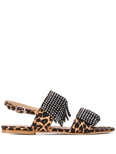 Polly Plume leopard pattern crystal sandals