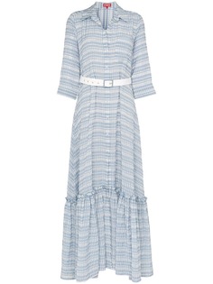 Staud Button-down belted cotton blend maxi dress