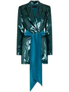 Michael Lo Sordo High-shine belted blazer dress