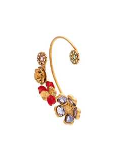 Versace Red and gold tone flower ear cuff