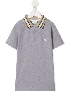 Fendi Kids рубашка-поло с контрастным воротником