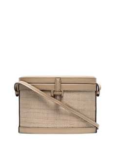 Hunting Season Beige Trunk straw and leather box bag