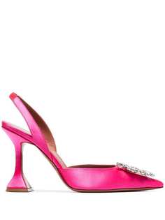 Amina Muaddi Pink Begum 95 satin slingback pumps