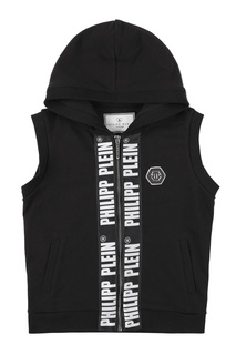 Черный жилет с капюшоном Philipp Plein Kids