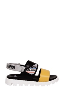 Контрастные сандалии с аппликацией Fendi Kids