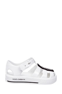 Белые сандалии с контрастной отделкой Dolce&Gabbana Children