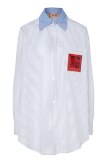 Полосатая рубашка с контрастным воротником и карманом No21