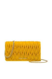 Желтая сумка из бархата и кожи Miu Miu