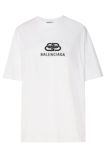Белая футболка с логотипом BB Balenciaga