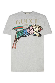 Футболка с разноцветным тигром Gucci