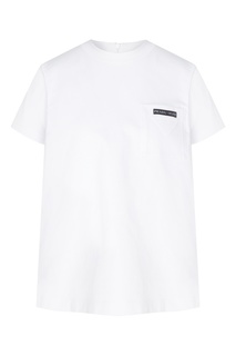 Белая футболка с логотипом на кармане Prada