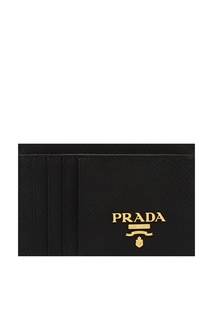 Черная визитница из сафьяновой кожи Prada