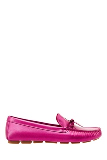 Кожаные мокасины цвета фуксия Prada