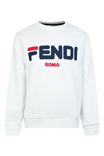 Белый свитшот с логотипом Fendi Kids