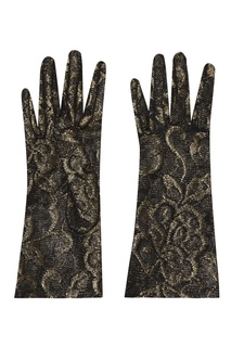 Золотисто-черные тюлевые перчатки Gucci