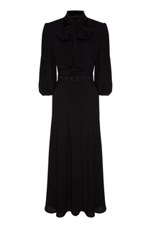 Черное платье-миди с поясом Ulyana Sergeenko