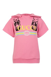 Розовая толстовка с логотипом Gucci Kids