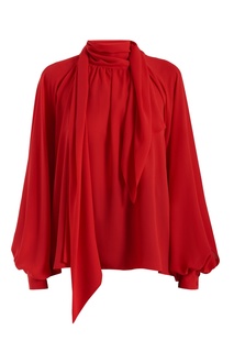 Красная блузка с завязками и объемными рукавами Sorelle