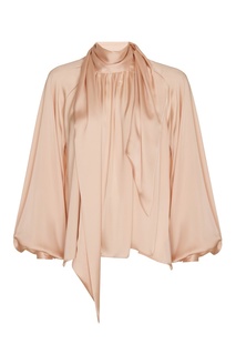 Розовая блузка с завязками и объемными рукавами Sorelle