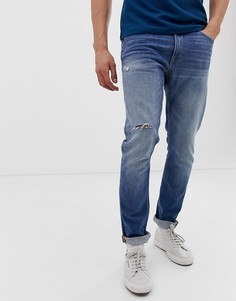 Светлые зауженные джинсы с рваной отделкой Tiger of Sweden Jeans - Синий