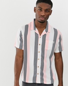 Рубашка в полоску в стиле боулинг с отложным воротником и короткими рукавами Soul Star - Розовый