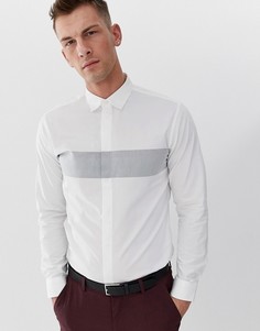 Приталенная рубашка с полосками и скрытой планкой Selected Homme - Белый