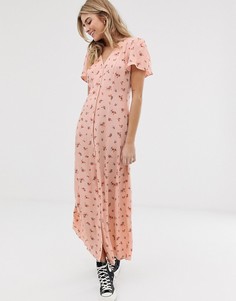 Платье макси на пуговицах с цветочным принтом Nobodys Child - Розовый