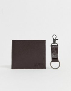 Подарочный набор с кожаным бумажником и брелоком Original Penguin - Коричневый