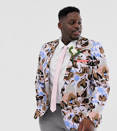 Сиреневый приталенный блейзер с цветочным принтом ASOS DESIGN Plus Wedding - Фиолетовый