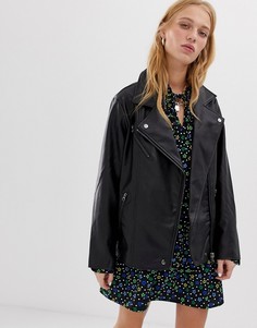 Байкерская oversize-куртка из искусственной кожи COLLUSION - Черный