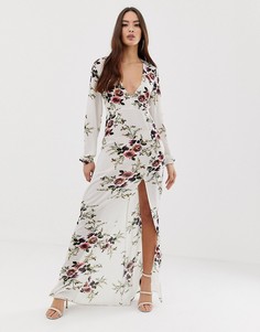 Платье макси с цветочным принтом AX Paris - Кремовый