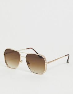 Золотистые солнцезащитные очки-авиаторы в стиле ретро River Island - Золотой