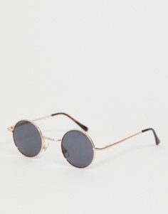 Круглые золотистые солнцезащитные очки River Island - Золотой
