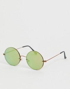 Круглые солнцезащитные очки без оправы River Island - Серебряный