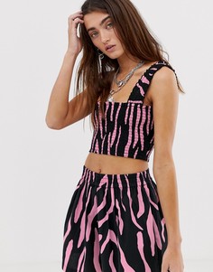 Гофрированный топ с принтом зебра COLLUSION - Мульти