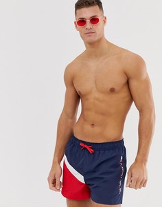Короткие шорты для плавания колор блок со шнурком и логотипом (темно-синий/красный/белый) Tommy Sport - Мульти