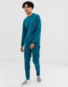 Темно-синий спортивный костюм (свитшот/зауженные джоггеры) ASOS DESIGN - Синий