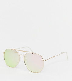 Розово-золотистые шестигранные солнцезащитные очки-авиаторы South Beach - Золотой