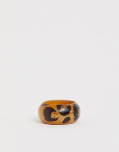 Деревянное кольцо с леопардовым принтом Glamorous - Мульти