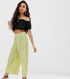 Плиссированные кюлоты в горошек ASOS DESIGN Petite - Желтый