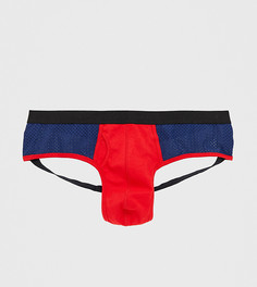 Красные трусы с темно-синими сетчатыми вставками ASOS DESIGN Plus - Мульти