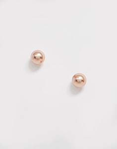 Серебряные серьги-гвоздики с искусственным жемчугом Krystal London Swarovski - Медный