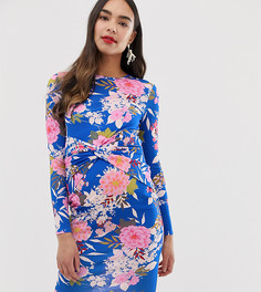Трикотажное облегающее платье с цветочным принтом Blume Maternity - Синий