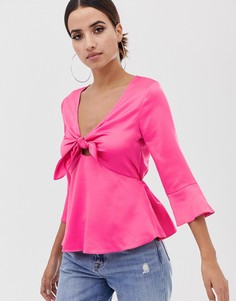 Блузка с завязкой спереди Lipsy - Розовый
