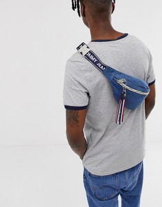 Джинсовая сумка-кошелек на пояс с фирменной лентой Tommy Jeans - Синий